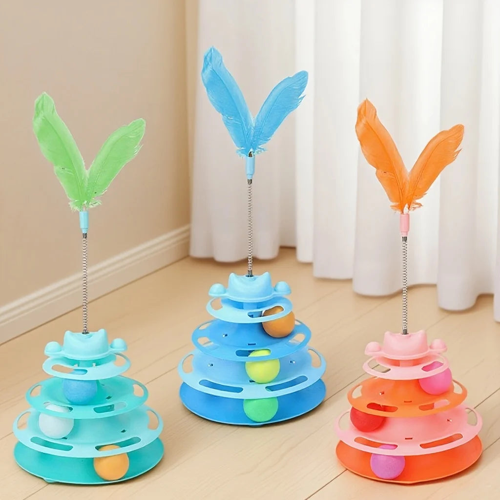 Automatic Rotating Cat Toy Tower – Interactive Laser & Catnip Teaser for Bored Cats, Smart Play