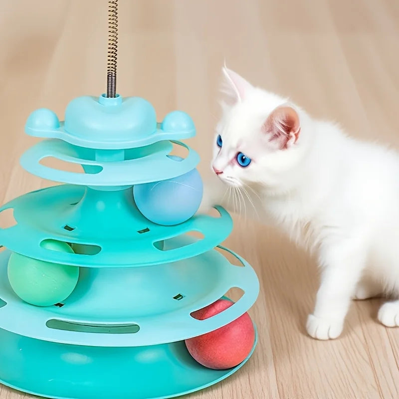 Automatic Rotating Cat Toy Tower – Interactive Laser & Catnip Teaser for Bored Cats, Smart Play