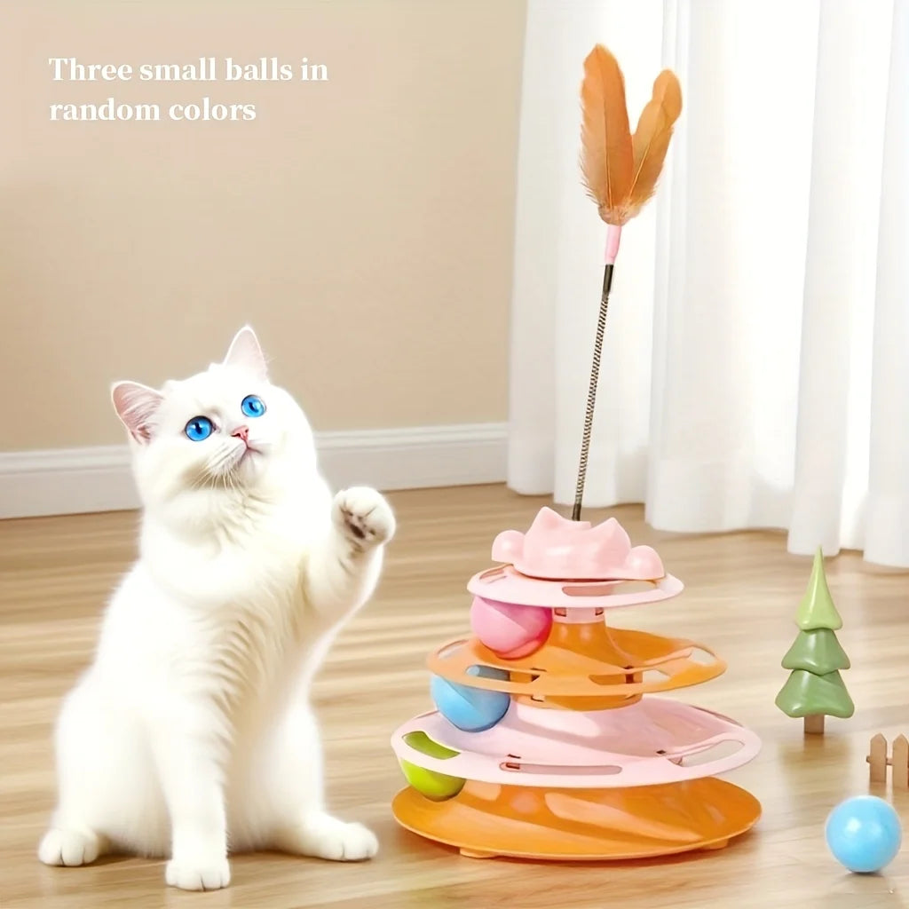 Automatic Rotating Cat Toy Tower – Interactive Laser & Catnip Teaser for Bored Cats, Smart Play