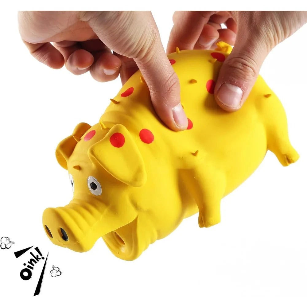 3-Pack Squeaky Pig Dog Toys - Durable Rubber Chew Toys with Oinking & Grunting Sounds for Small, Medium & Large Dogs - Interacti